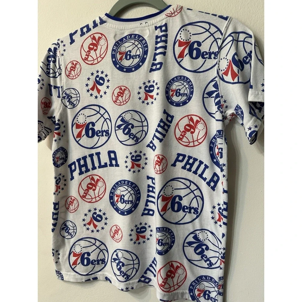 Philadelphia 76ers Shirt Youth L 14-16 All Over Print PHILA NBA Icer Brands Tee